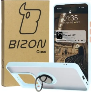 Kup Etui z uchwytem na palec Bizon Case Hybrid Ring do Xiaomi 14T przydymione z jasnoniebieską ramką - BIZ6930 - {ean13} - Sklep Home Screen