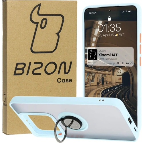 Kup Bizon Case Hybrid Ring Xiaomi 14T füstös színben, világoskék kerettel - BIZ6930 - {ean13} - Sklep Home Screen