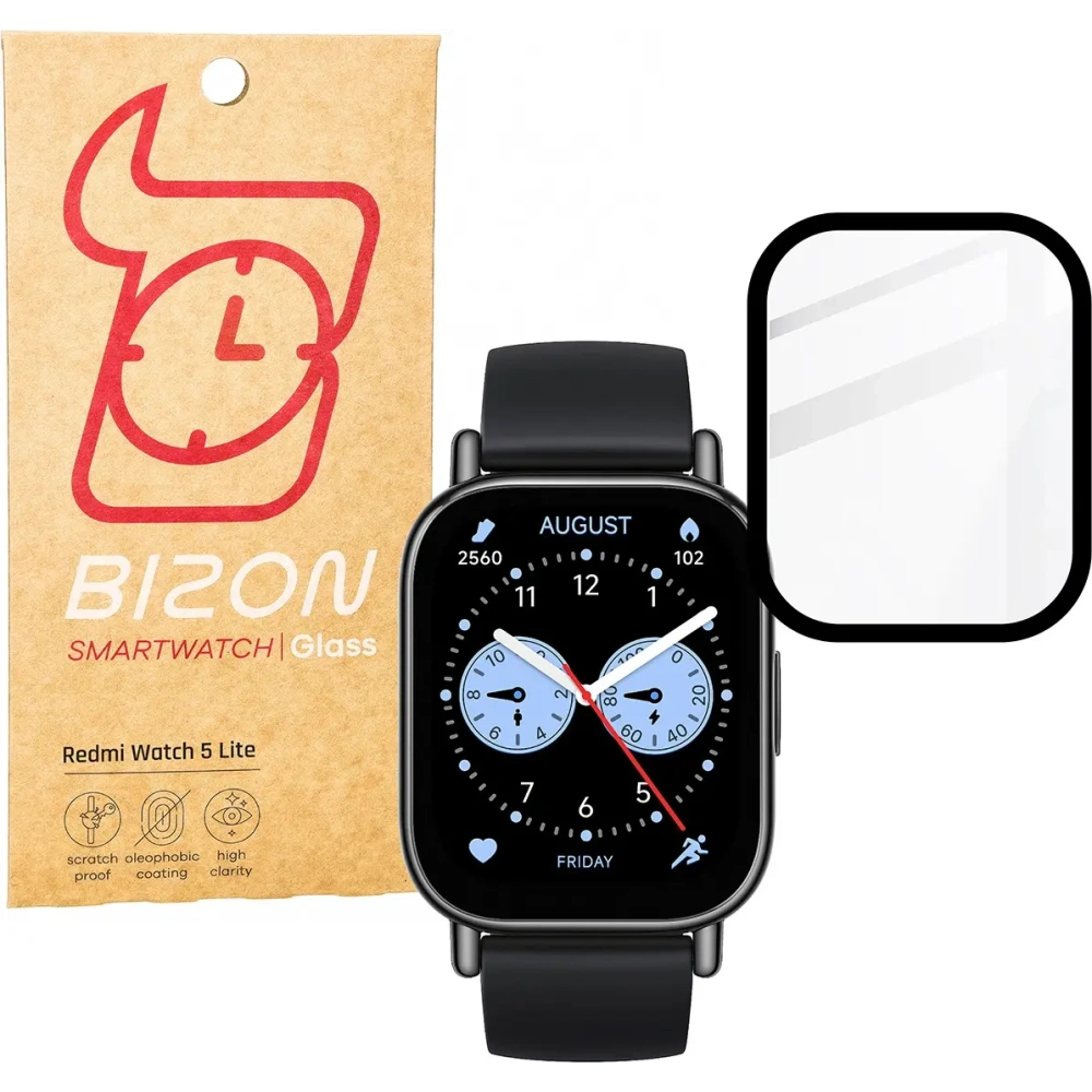 Szkło hybrydowe Bizon Glass Watch Edge Hybrid do Xiaomi Redmi Watch 5 Lite czarne