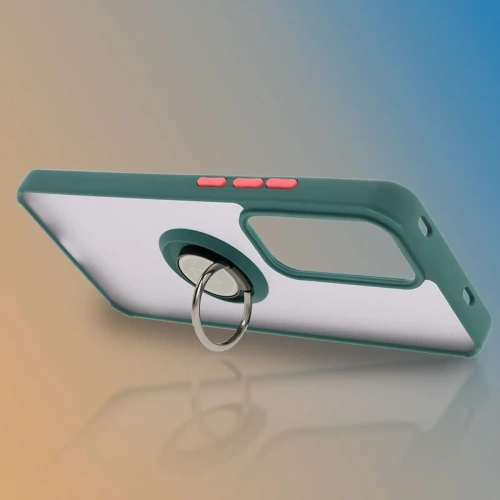 Kup Bizon Case Hybrid Ring Oppo Reno 12 fumuriu cu un cadru verde închis - BIZ6935 - {ean13} - Sklep Home Screen