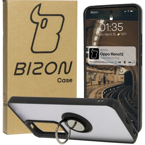 Kup Etui s úchytem na prst Bizon Case Hybrid Ring pro Oppo Reno 12 kouřové s černým rámečkem - BIZ6936 - {ean13} - Sklep Home Screen