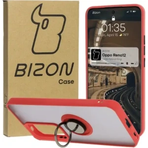 Bizon Case Hybrid Ring Oppo Reno 12 smoky with a red frame