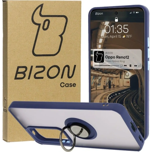 Kup Etui s úchytem na prst Bizon Case Hybrid Ring pro Oppo Reno 12 kouřové s modrým rámečkem - BIZ6938 - {ean13} - Sklep Home Screen