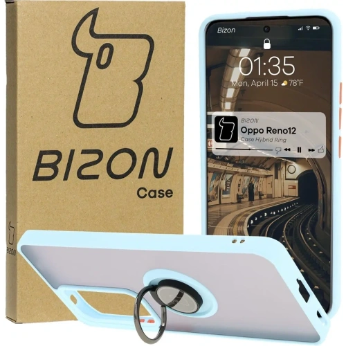 Kup Etui s úchopem na prst Bizon Case Hybrid Ring pro Oppo Reno 12 kouřové s světle modrým rámečkem. - BIZ6939 - {ean13} - Sklep Home Screen