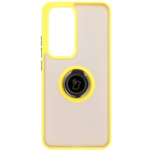 Buy Bizon Case Hybrid Ring Oppo Reno 12 smoky with a yellow frame - BIZ6940 - {ean13} - Home Screen Store Europe