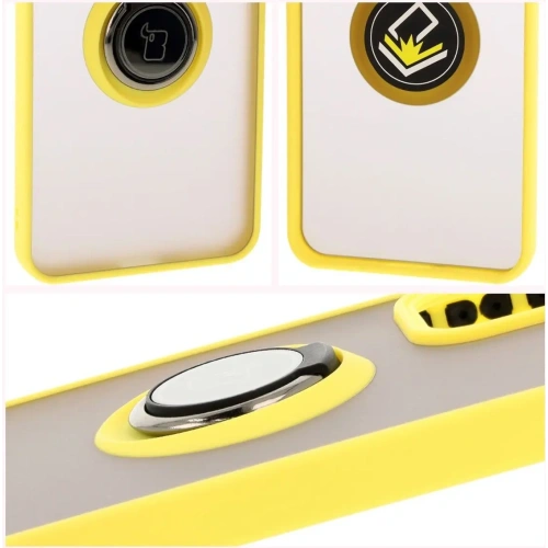 Buy Bizon Case Hybrid Ring Oppo Reno 12 smoky with a yellow frame - BIZ6940 - {ean13} - Home Screen Store Europe