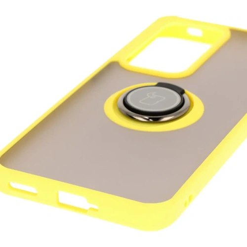 Buy Bizon Case Hybrid Ring Oppo Reno 12 smoky with a yellow frame - BIZ6940 - {ean13} - Home Screen Store Europe