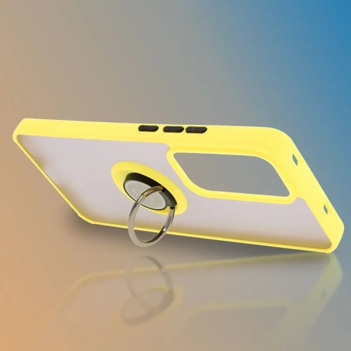 Buy Bizon Case Hybrid Ring Oppo Reno 12 smoky with a yellow frame - BIZ6940 - {ean13} - Home Screen Store Europe