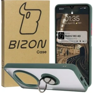 Kup Bizon Case Hybrid Ring Xiaomi Redmi 14C 4G / POCO C75 fumuriu cu un cadru verde închis - BIZ6941 - {ean13} - Sklep Home Screen
