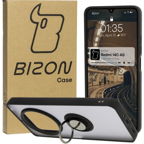 Kup Bizon Case Hybrid Ring Xiaomi Redmi 14C 4G / POCO C75 fumuriu cu un cadru negru - BIZ6942 - {ean13} - Sklep Home Screen