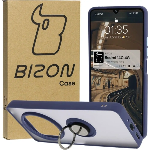 Kup Bizon Case Hybrid Ring Xiaomi Redmi 14C 4G / POCO C75 fumuriu cu un cadru de culoare albastru închis - BIZ6944 - {ean13} - Sklep Home Screen