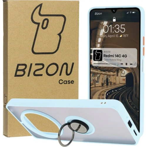 Kup Bizon Case Hybrid Ring Xiaomi Redmi 14C 4G / POCO C75 smoky cu un cadru de culoare albastru deschis - BIZ6945 - {ean13} - Sklep Home Screen