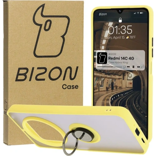 Kup Bizon Case Hybrid Ring Xiaomi Redmi 14C 4G / POCO C75 fumurie cu un cadru galben - BIZ6946 - {ean13} - Sklep Home Screen