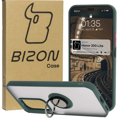 Kup Pouzdro s prstovým držákem Bizon Case Hybrid Ring pro Honor 200 Lite kouřové s tmavozeleným rámem - BIZ6948 - {ean13} - Sklep Home Screen