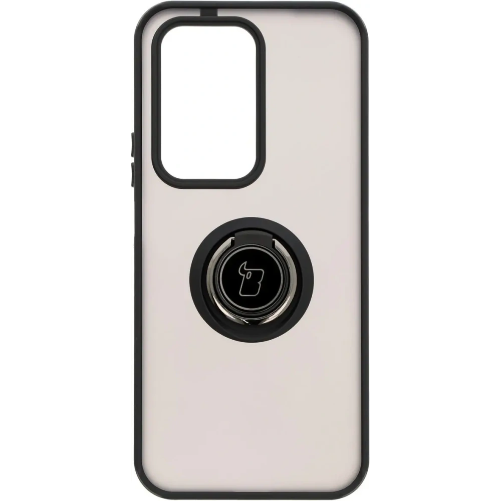 Etui z uchwytem na palec Bizon Case Hybrid Ring do Honor 200 Lite przydymione z czarną ramką