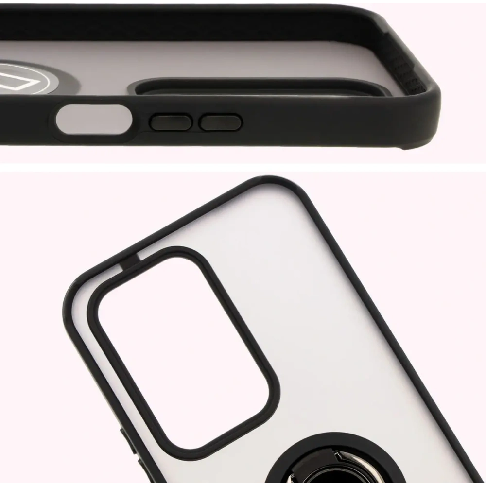 Etui z uchwytem na palec Bizon Case Hybrid Ring do Honor 200 Lite przydymione z czarną ramką