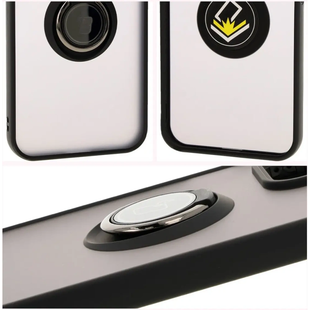 Etui z uchwytem na palec Bizon Case Hybrid Ring do Honor 200 Lite przydymione z czarną ramką