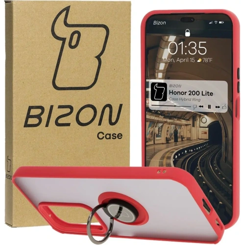 Buy Bizon Case Hybrid Ring Honor 200 Lite smoky with a red frame - BIZ6950 - {ean13} - Home Screen Store Europe