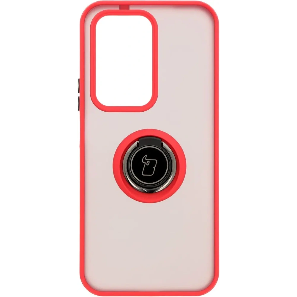 Etui z uchwytem na palec Bizon Case Hybrid Ring do Honor 200 Lite przydymione z czerwoną ramką