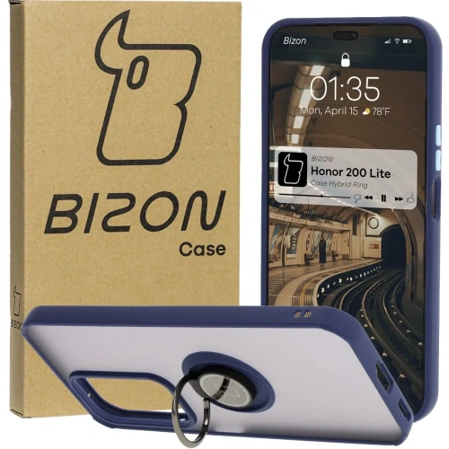 Kup Etui s úchytem na prst Bizon Case Hybrid Ring pro Honor 200 Lite kouřové s modrým rámečkem - BIZ6951 - {ean13} - Sklep Home Screen