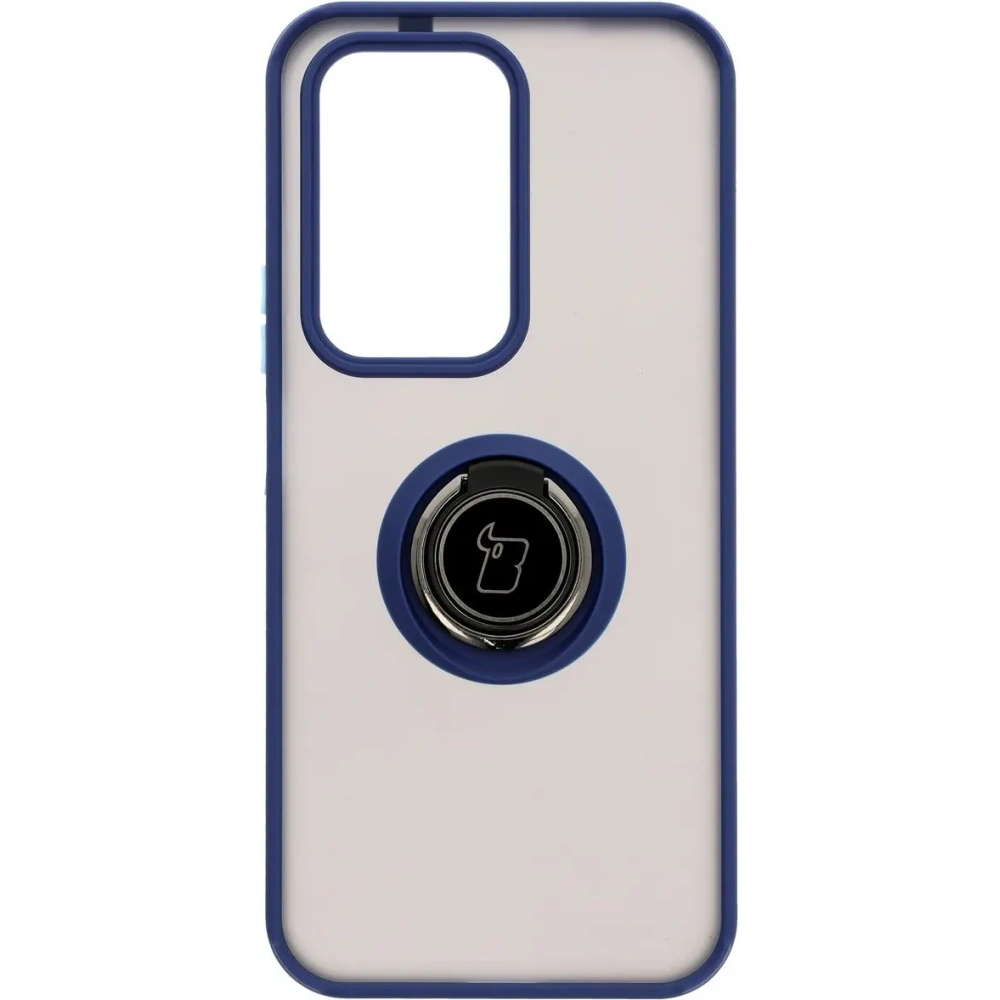 Etui z uchwytem na palec Bizon Case Hybrid Ring do Honor 200 Lite przydymione z granatową ramką