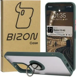Kup Bizon Case Hybrid Ring Xiaomi Redmi 13 4G rauchig mit einem dunkelgrünen Rahmen - BIZ6955 - {ean13} - Sklep Home Screen