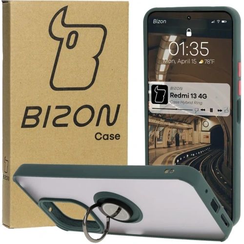 Buy Bizon Case Hybrid Ring Xiaomi Redmi 13 4G smoky with a dark green frame - BIZ6955 - {ean13} - Home Screen Store Europe