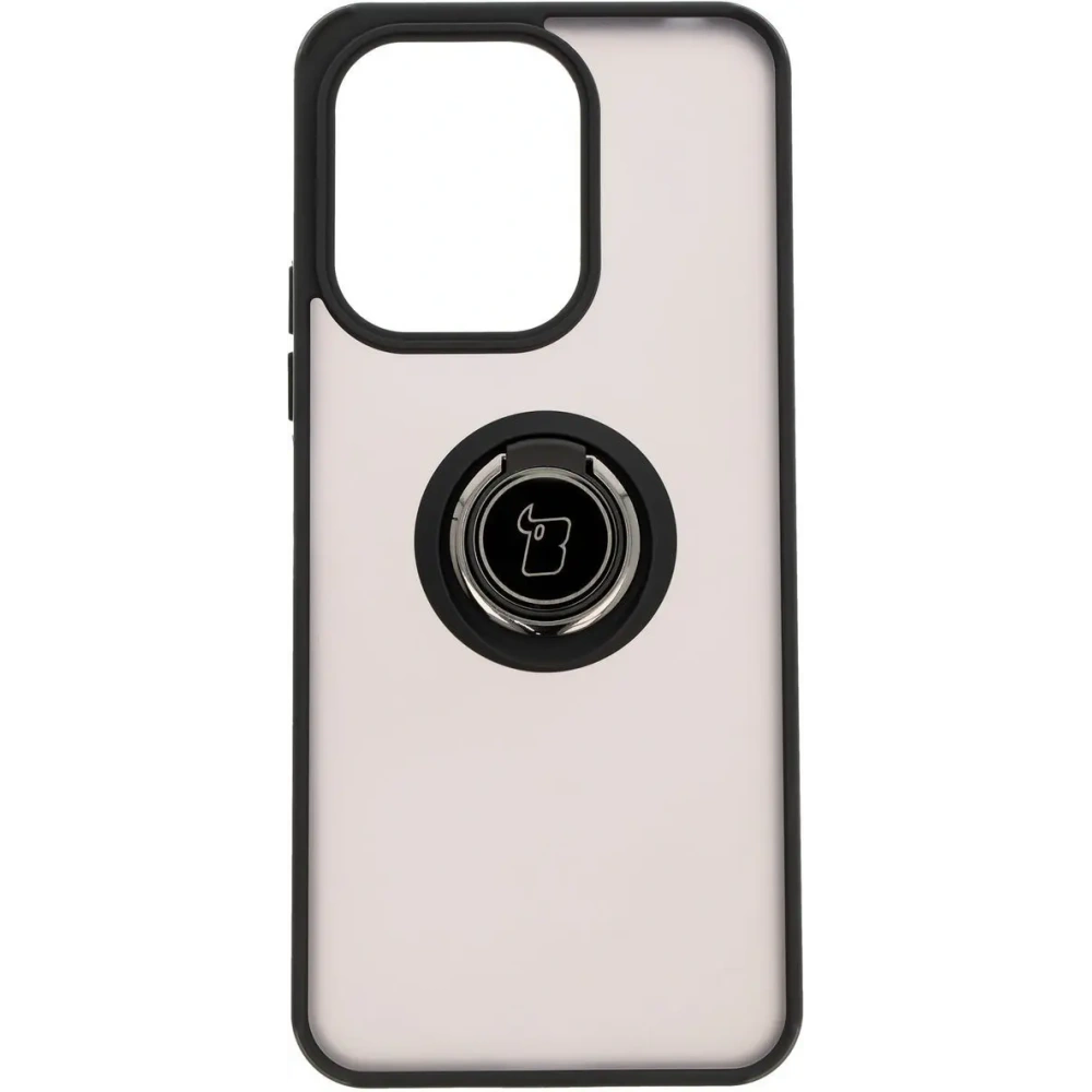 Etui z uchwytem na palec Bizon Case Hybrid Ring do Xiaomi Redmi 13 4G przydymione z czarną ramką