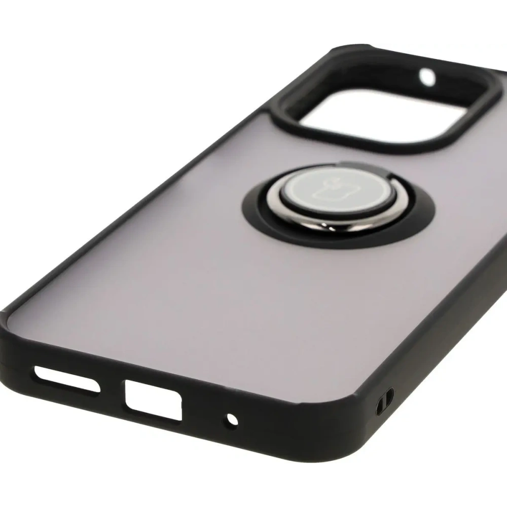 Etui z uchwytem na palec Bizon Case Hybrid Ring do Xiaomi Redmi 13 4G przydymione z czarną ramką
