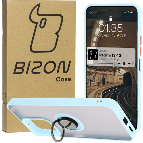 Kup Bizon Case Hybrid Ring Xiaomi Redmi 13 4G rauchig mit einem hellblauen Rahmen - BIZ6959 - {ean13} - Sklep Home Screen