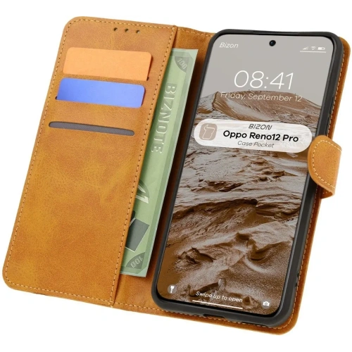 Kup Etui z klapką Bizon Case Pocket do Oppo Reno 12 Pro brązowe - BIZ6973 - {ean13} - Sklep Home Screen