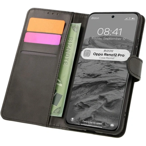 Kup Etui z klapką Bizon Case Pocket do Oppo Reno 12 Pro czarne - BIZ6974 - {ean13} - Sklep Home Screen