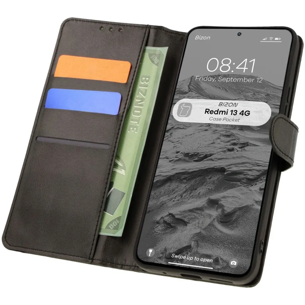 Etui z klapką Bizon Case Pocket do Xiaomi Redmi 13 4G czarne
