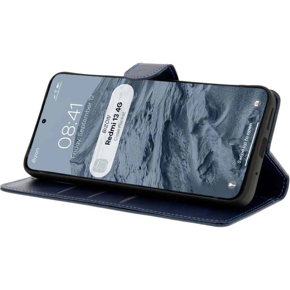Etui z klapką Bizon Case Pocket do Xiaomi Redmi 13 4G granatowe