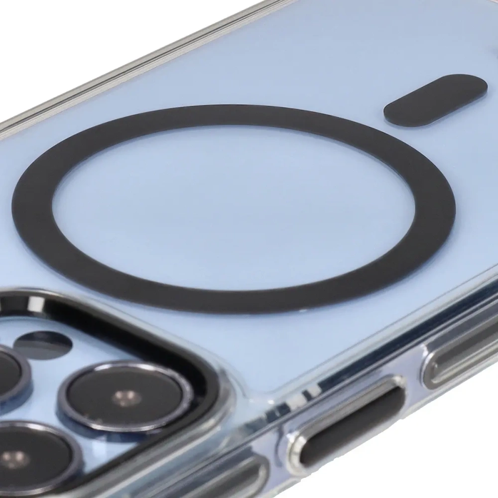 Etui z pierścieniem magnetycznym Bizon Case Marco do Apple iPhone 13 Pro przezroczyste z czarną ramką