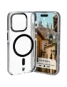 Etui s magnetickým kroužkem Bizon Case Marco pro Apple iPhone 15 Pro průhledné s černým rámečkem