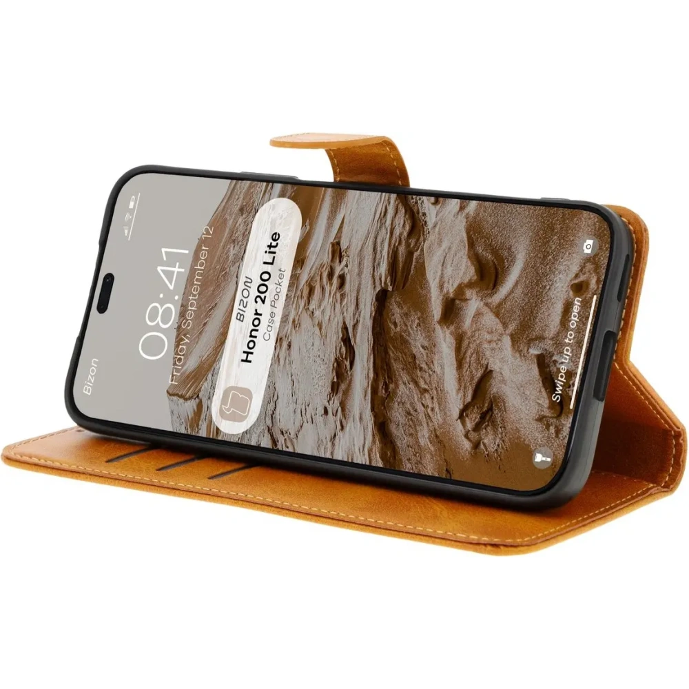 Etui z klapką Bizon Case Pocket do Honor 200 Lite brązowe
