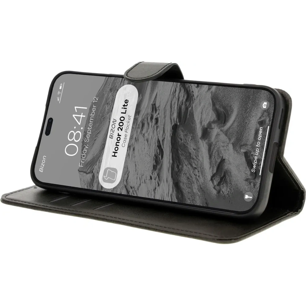 Etui z klapką Bizon Case Pocket do Honor 200 Lite czarne