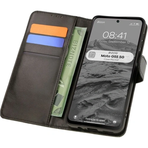 Kup Etui z klapką Bizon Case Pocket do Motorola Moto G55 5G černé - BIZ6986 - {ean13} - Sklep Home Screen