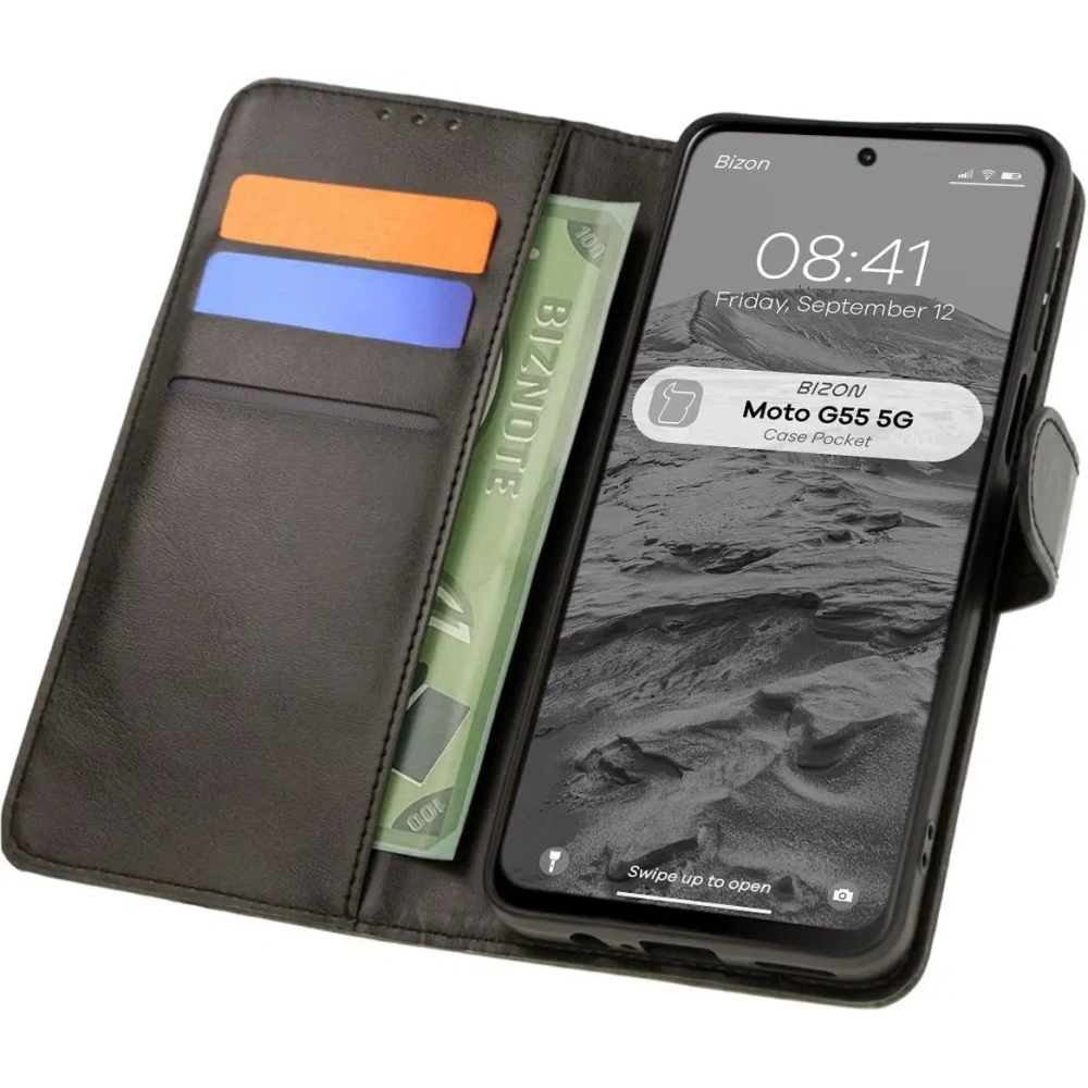Etui z klapką Bizon Case Pocket do Motorola Moto G55 5G czarne