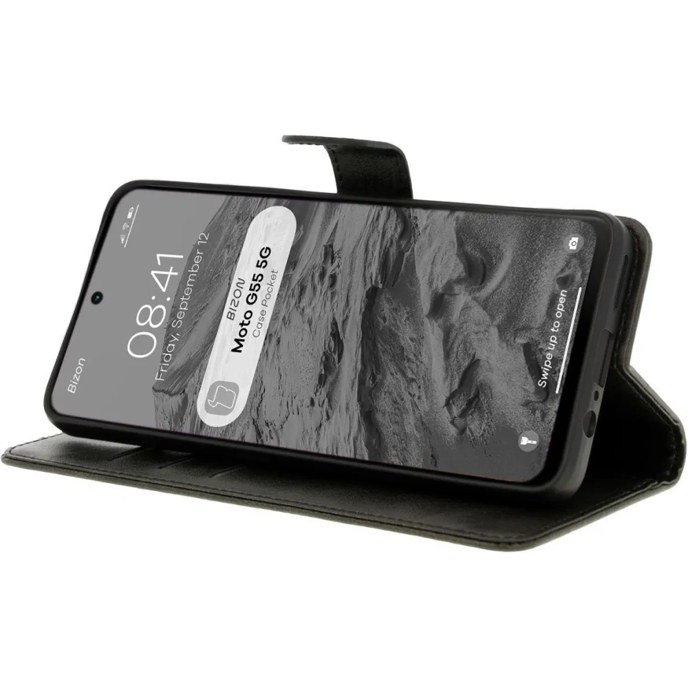 Etui z klapką Bizon Case Pocket do Motorola Moto G55 5G czarne
