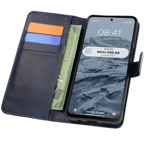 Kup Etui z klapką Bizon Case Pocket do Motorola Moto G55 5G granatowe - BIZ6987 - {ean13} - Sklep Home Screen