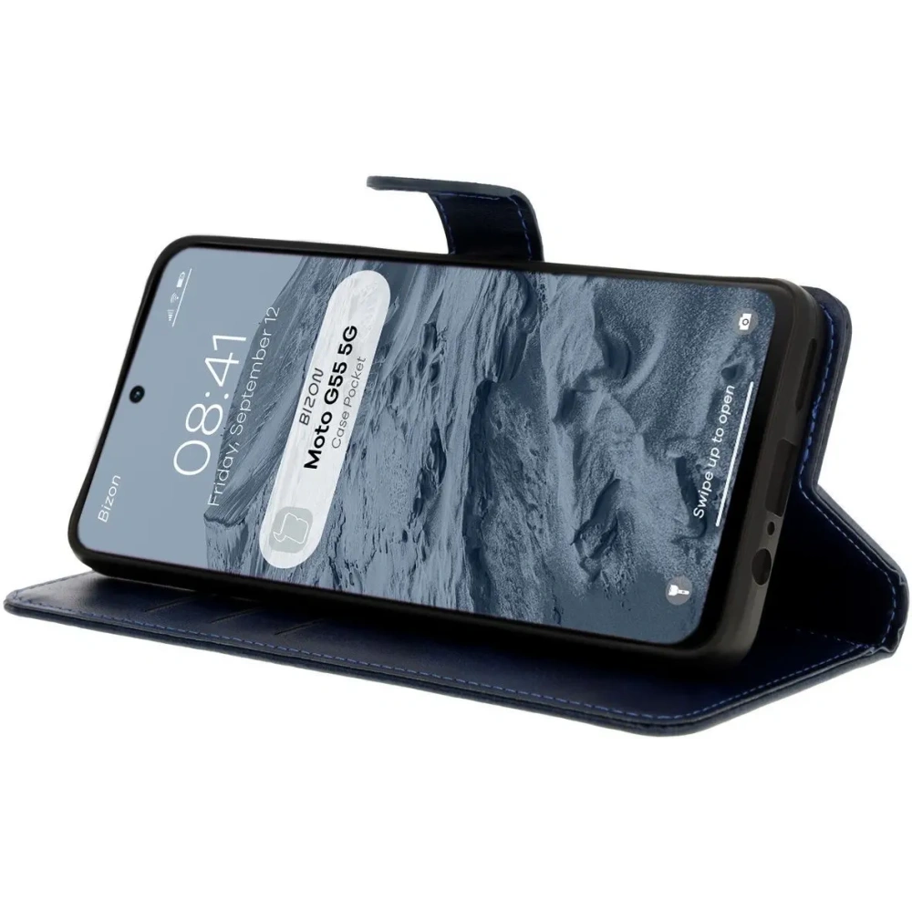 Etui z klapką Bizon Case Pocket do Motorola Moto G55 5G granatowe