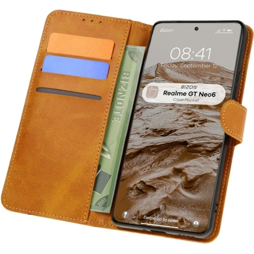 Kup Etui z klapką Bizon Case Pocket do Realme GT 6 / 6T / Neo 6 / Neo 6 SE brązowe - BIZ6988 - {ean13} - Sklep Home Screen