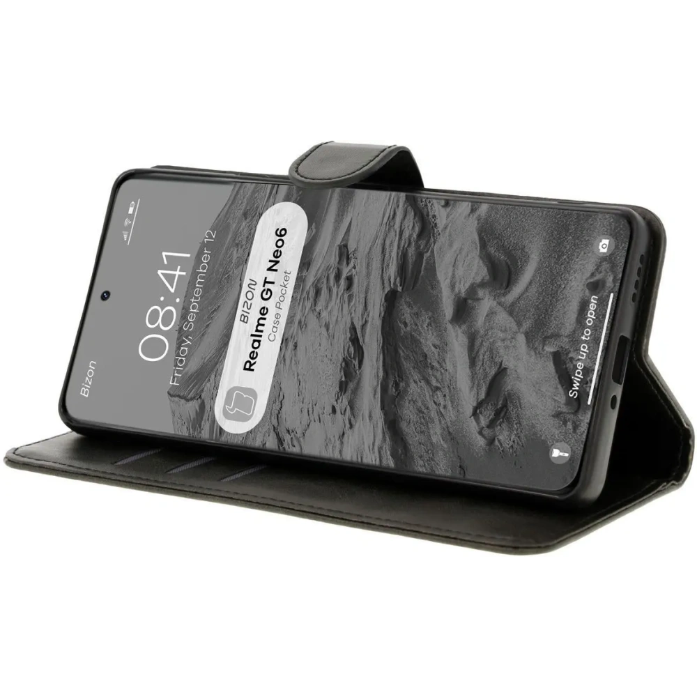 Etui z klapką Bizon Case Pocket do Realme GT 6 / 6T / Neo 6 / Neo 6 SE czarne