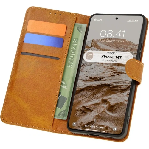 Kup Etui z klapką Bizon Case Pocket do Xiaomi 14T brązowe - BIZ6991 - {ean13} - Sklep Home Screen