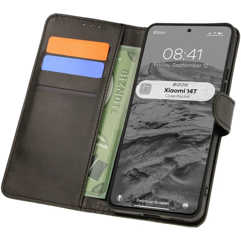 Etui z klapką Bizon Case Pocket do Xiaomi 14T czarne