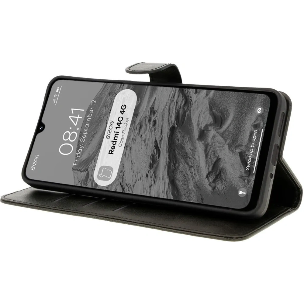 Etui z klapką Bizon Case Pocket do Xiaomi Redmi 14C 4G czarne