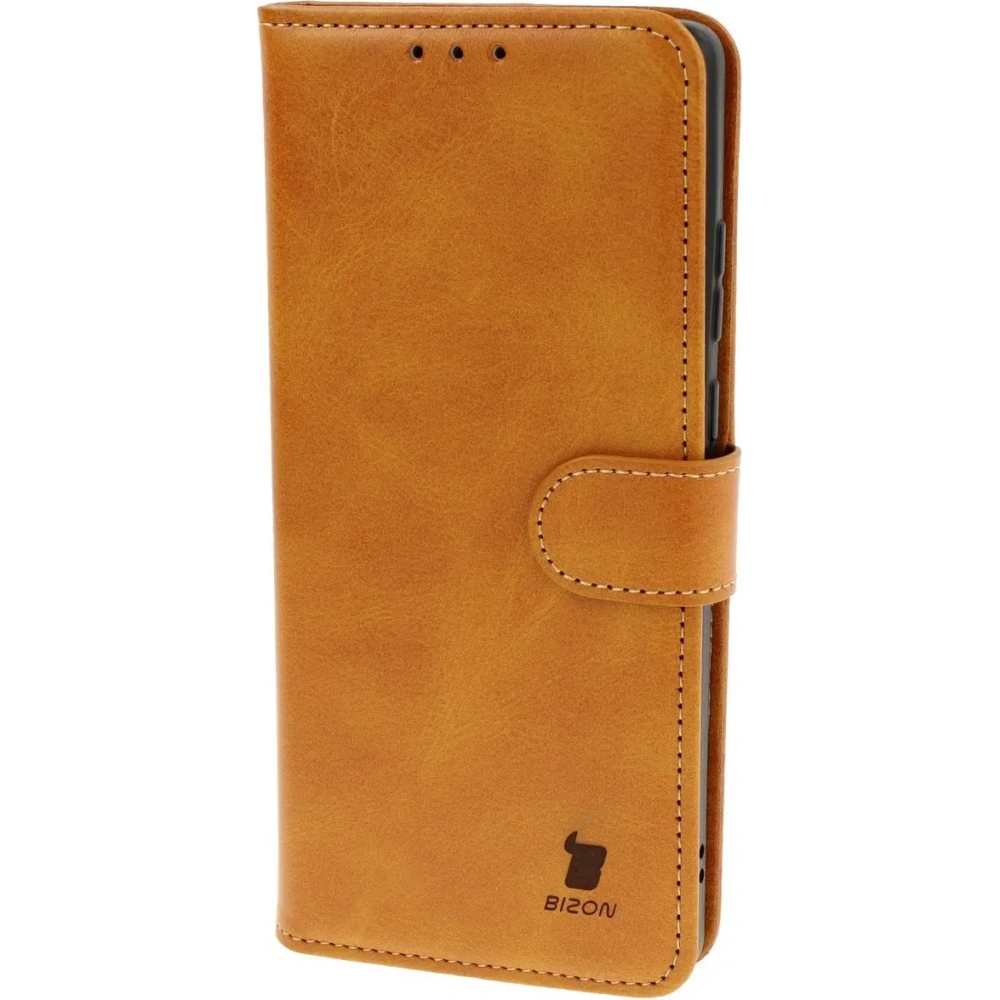 Etui z klapką Bizon Case Pocket do Motorola Edge 50 Fusion brązowe