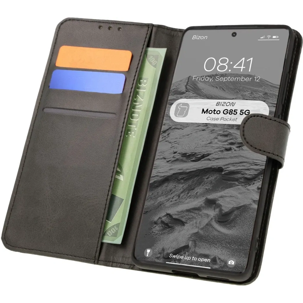 Etui z klapką Bizon Case Pocket do Motorola Moto G85 5G czarne